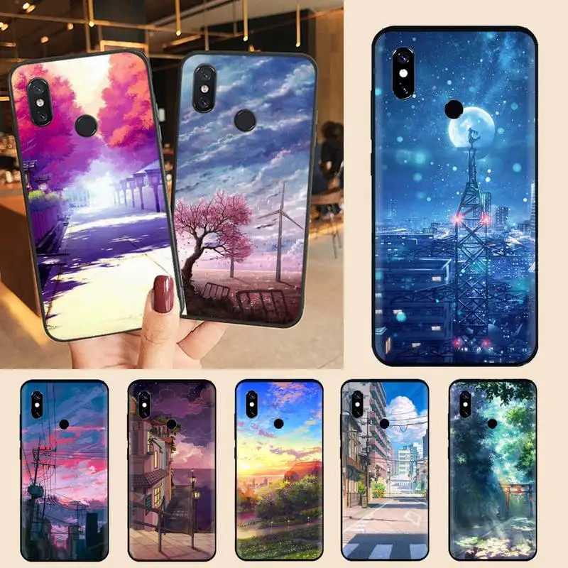 

Anime Scenery Cherry blossoms Phone Case For Xiaomi Redmi note 7 8 9 t max3 s 10 pro lite Luxury brand shell funda coque