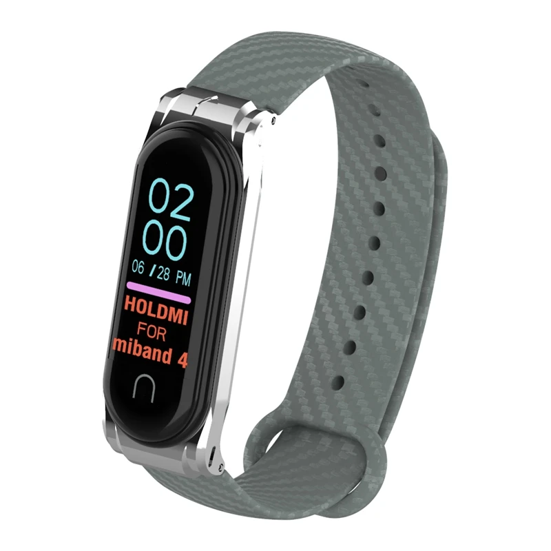 Красочное углеродное волокно mi Band 4 ремешок для mi Band 4 Xiao mi Band 4 с металлической основой спортивный браслет для mi Band 3 замена