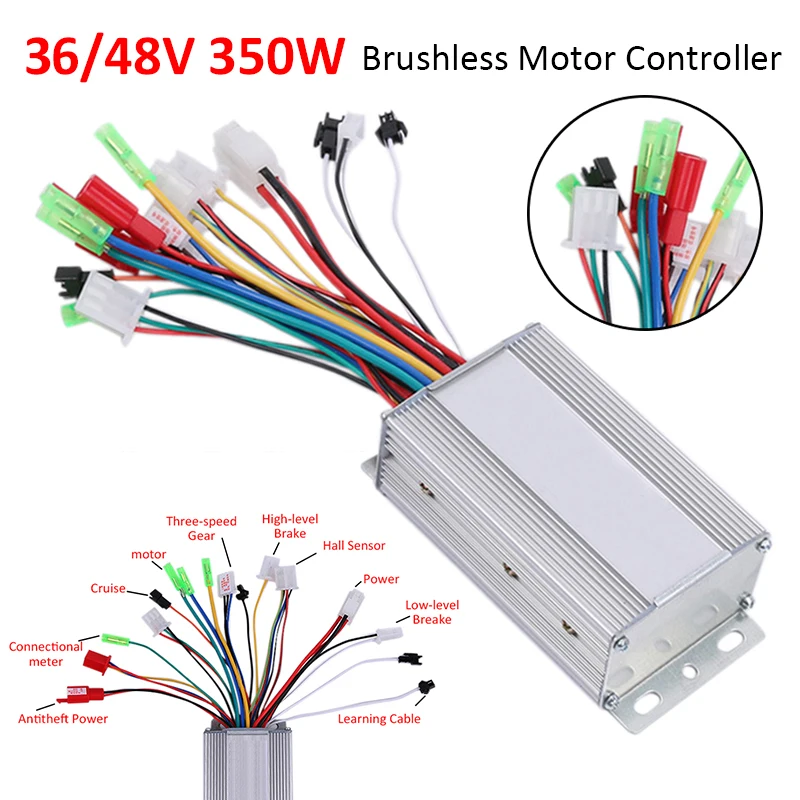 1pc Aluminium Brushless Motor Controller DC 36V/48V 350W 103x70x35mm For Electric Bicycle E-bike Scooter