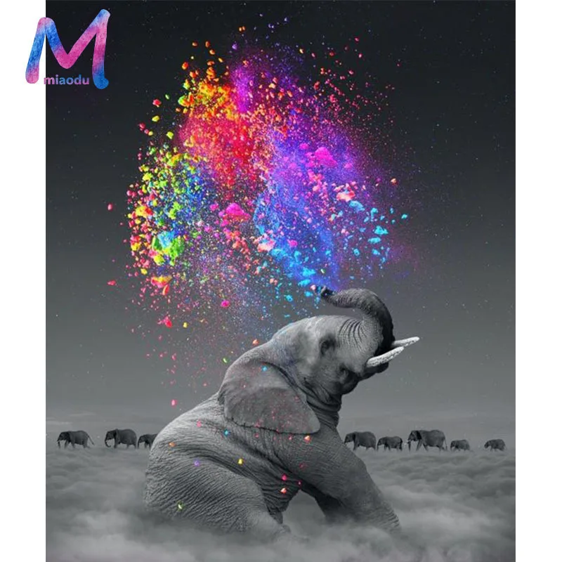 MIAODU, 5D, сделай сам, слон, картина, Алмазная дрель, квадратная, полностью ручная работа, мозаика, украшение, вышивка, 3D подарок