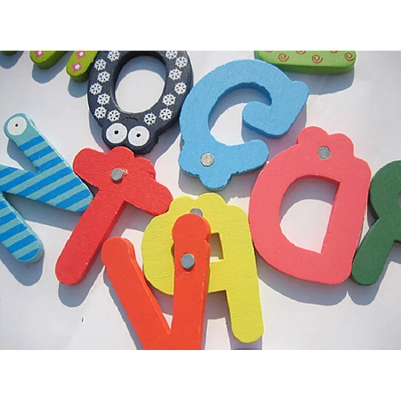 

Wooden Fridge Magnets Set 26 Alphabet Intelligence Development for Kids Fridge Magnet Sticker Decor Kitchen Whiteboard Gadget