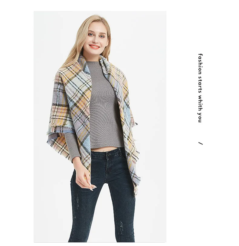 Новинка 2019 осенне-зимний женский шарф теплые кашемировые шарфы в клетку шали