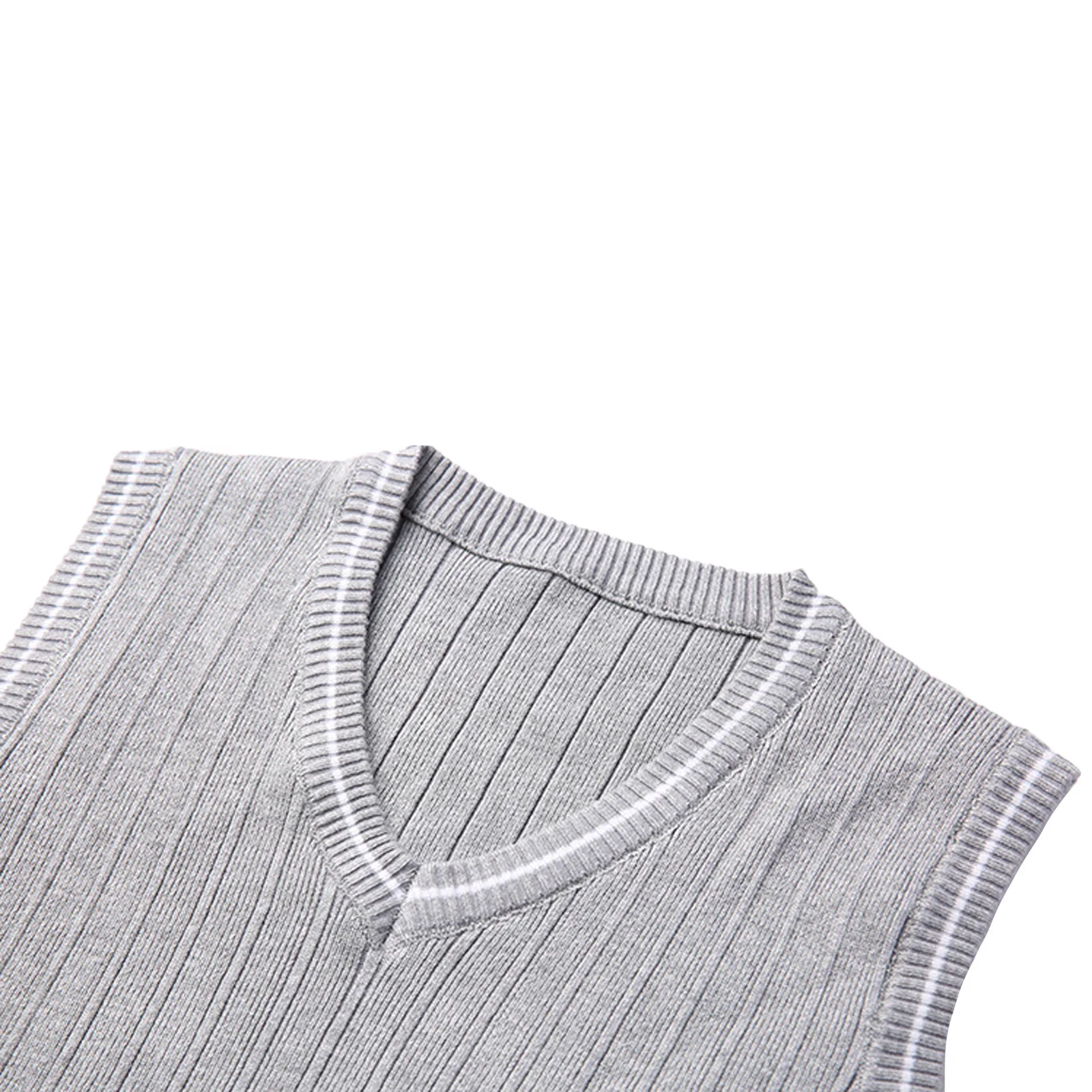

Men Clothes Fall Sweater Knitting Vest Elastic Party V-Neck Loose Warm Sleeveless Woven Striped Vertical Top Pullover 2020 NEW