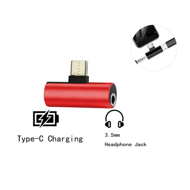 Красный Адаптер type C до 3,5 мм для OnePlus 7 Pro 6T USB type C наушники аудио сплиттер конвертер для lenovo Z5 Pro Oneplus7 адаптер - Цвет: Красный