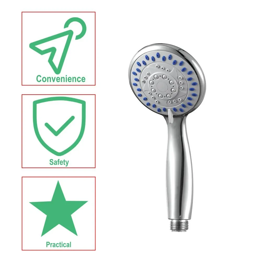 

1pc Silver Color Chrome Shower Head 3 Mode Function Spray Anti-limescale Handheld Home Bathroom Water Saving Accessory