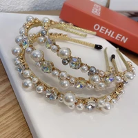 baroque pearl headbands for women bride hair accessories elegant hair hoop bezel headwear wedding crystal hairband