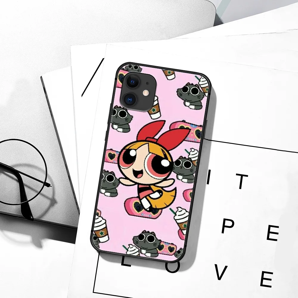 

Cute Powerpuffs Cartoon Girl Phone Case For iPhone 5 5S SE 2020 6 6S 7 8 Plus 11 12 Mini X XS XR Pro Max black Bumper Trend