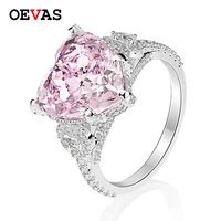 oevas romantic 100 925 sterling silver heart pink sapphire gemstone wedding engagement diamonds ring fine jewelry wholesale