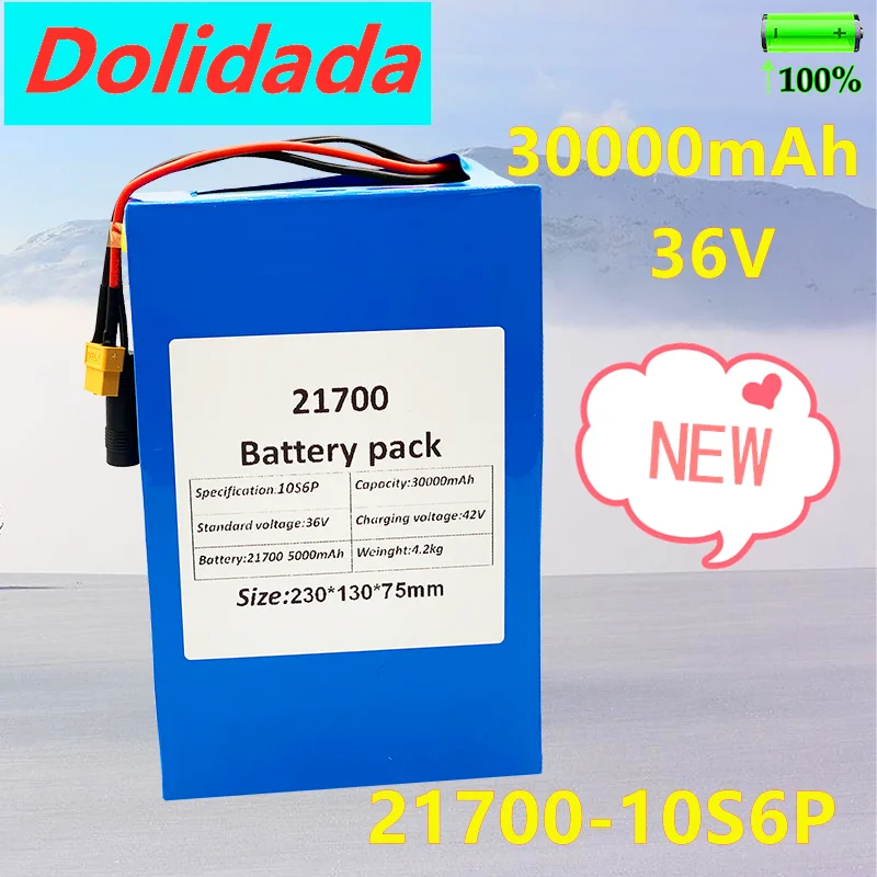

New 36V 30000mAh 21700 10S6P Electric Bicycle Battery 1000W Lithium Battery Built-in 20A BMS Electric Bikes Motor