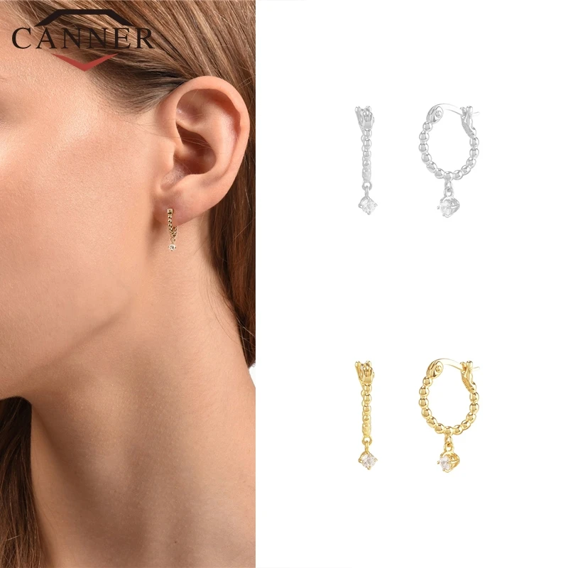 

925 Sterling Silver Freshwater Pearl Hoop Earrings for Women INS Simple Gold Silver color Beaded Zircon Earrings