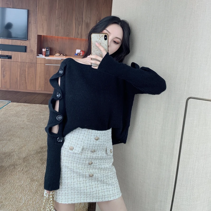 Свободный свитер в повседневном стиле женские пуловеры сезон осень-зима вязаные