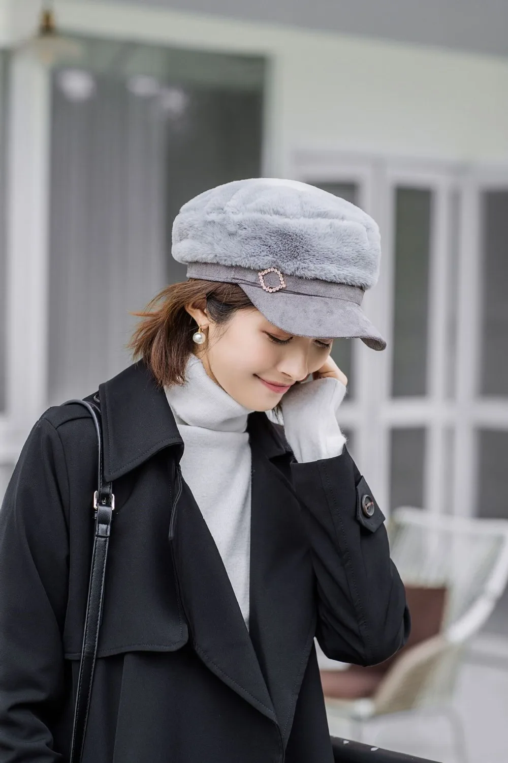 MAERSHEI/ Модные женские береты gorras, женская шапка в стиле милитари с кроличьим мехом, утолщенная теплая плоская кепка, восьмиугольные шапочки Newsboy