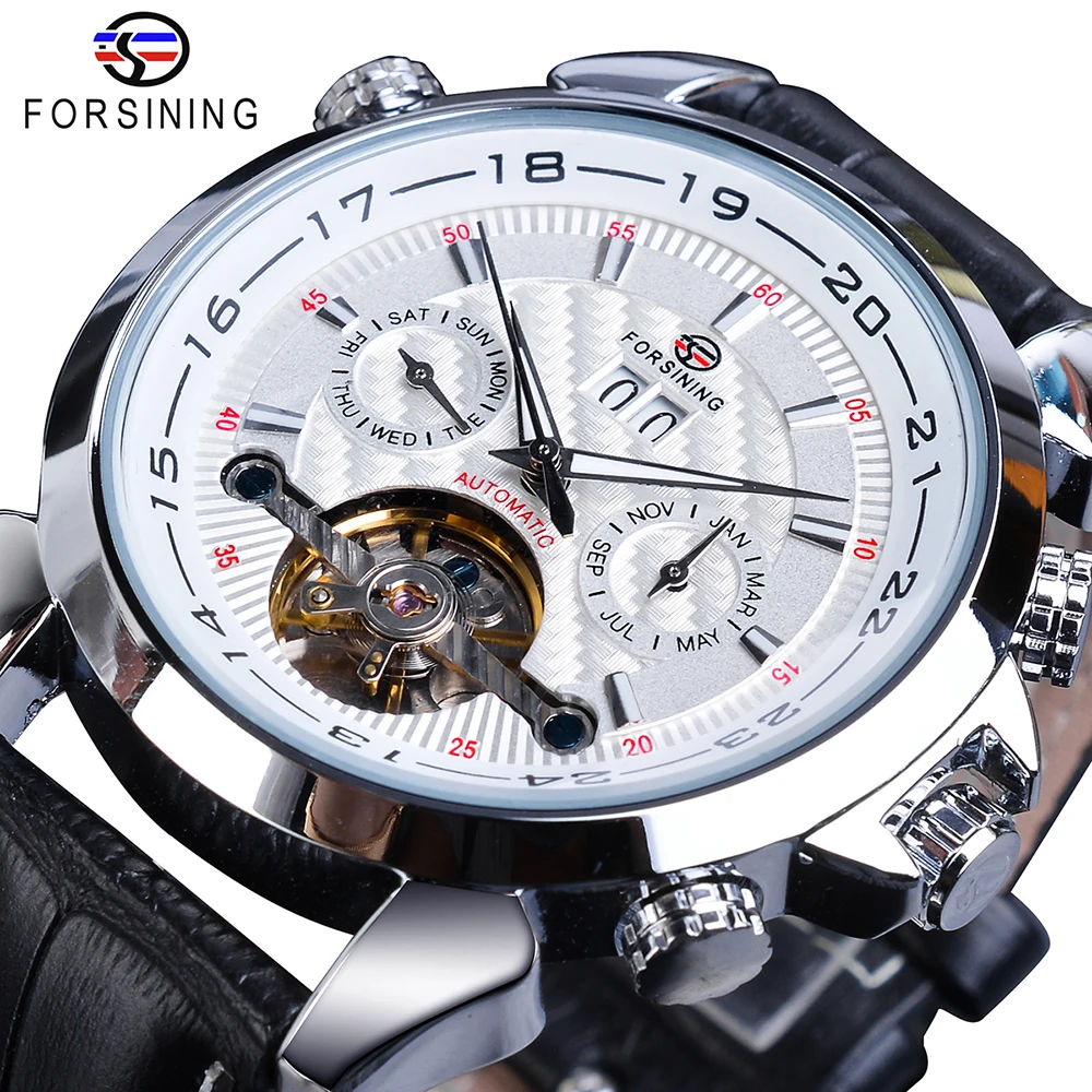 GMT984-3 Forsining Мужские механические часы Автоматические Toubillon Дата Relogio бизнес Скелет Натуральная кожа наручные часы Masculino - Цвет: GMT984-3