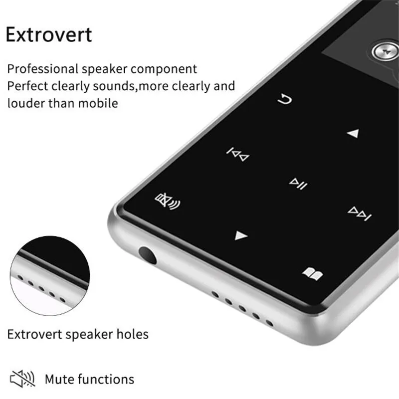 Фото Беспроводной HiFi HD MP3 MP4 плеер 2,4 дюйма, стерео Бас микрофон наушники, кабель быстрой зарядки, динамик FM Запись и TF слот + 32 Гб TF карта №2