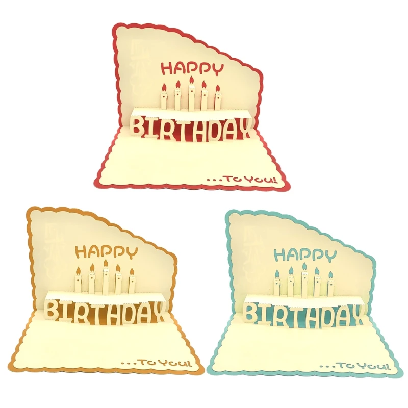 

Happy Birthday Greeting Cards 3D Pop Up Card with Envelope Handmade Postcard Party Invitation Decoration