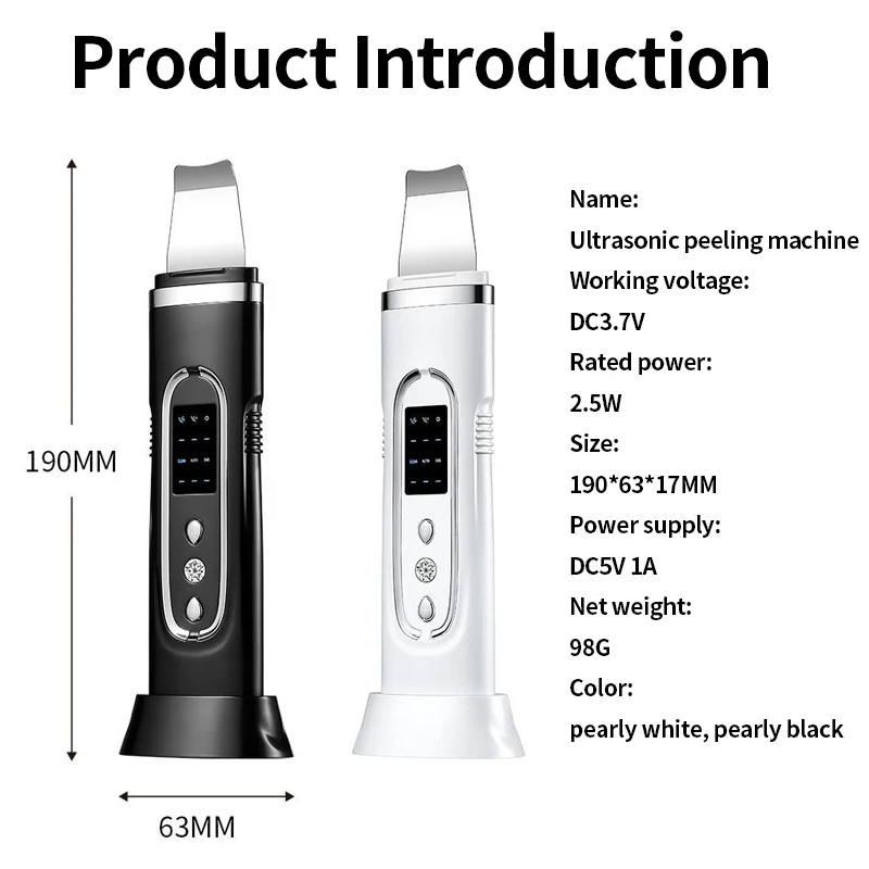 

NEW Ultrasonic Skin Scrubber Deep Face Cleaning Machine Peeling Shovel Facial Pore Cleaner Face Skin Scrubber Lift Machine