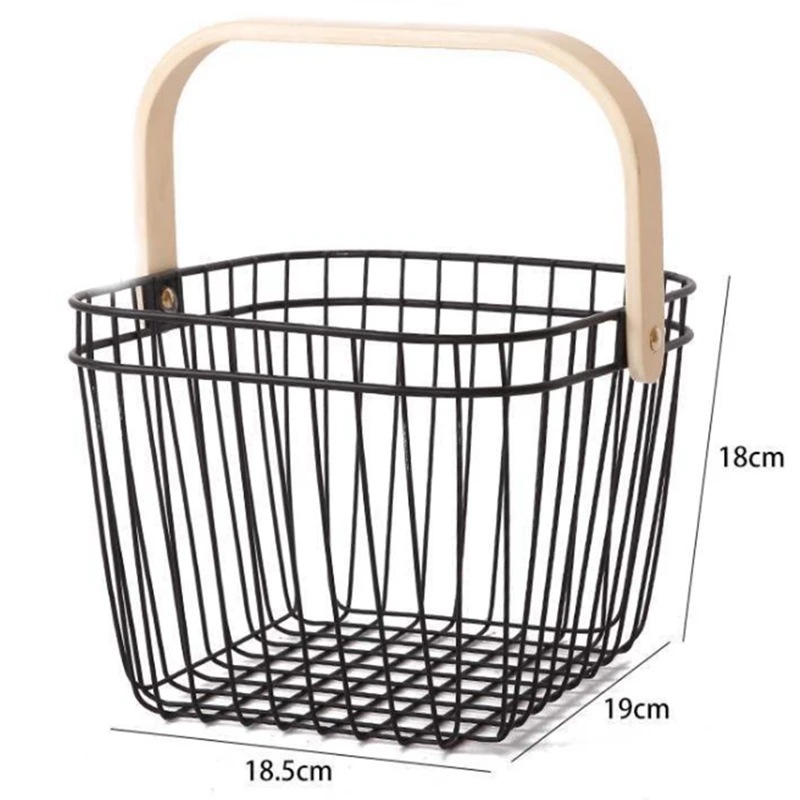 Железная корзина для высушенных фруктов с деревянной ручкой | Дом и сад
