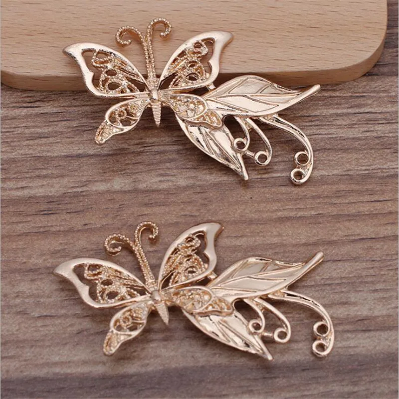 

SIXTY TOWFISH 2 Pieces Jewelry Accessories Retro Palace Headdress Hairpin Alloy 35*65 mm Butterfly With Leaf Flower