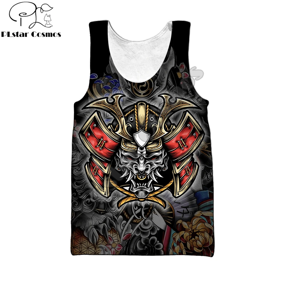 Samurai and Dragon Tattoo 3D Printed Men vest Summer Fashion Harajuku Sleeveless T-shirt Unisex tank tops BX-0017