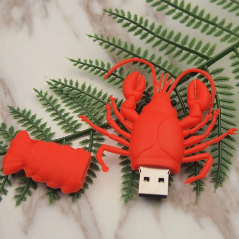 Red Shrimp USB2.0 Usb Flash Drives 64GB USB Pendrive 128MB U Disk Drive Creative Memory Sticks 32GB Funny Gift Stick | Компьютеры и