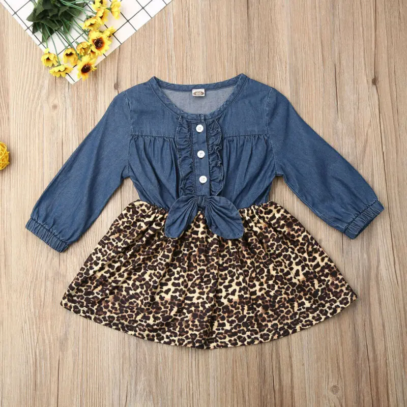 2019 Эксклюзивное платье для девочек джинсовое платье-пачка с длинным рукавом