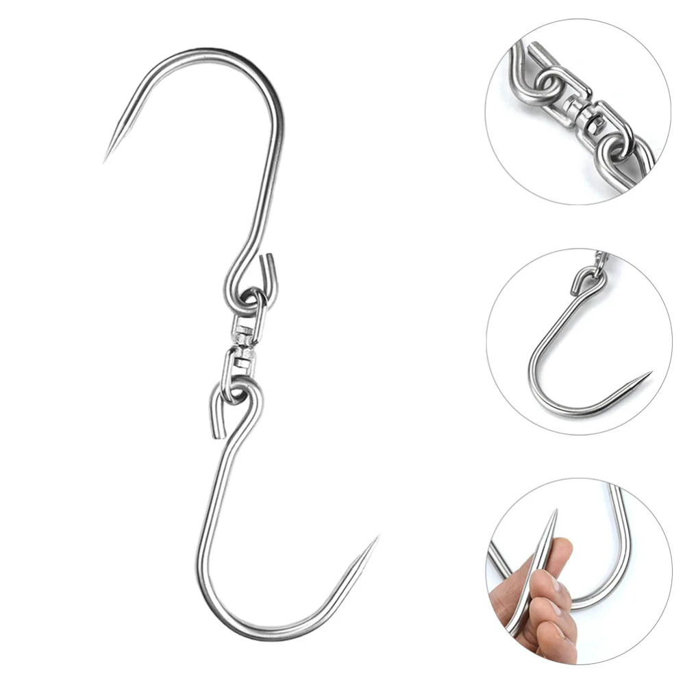 

1pc Rotatable Stainless Steel Hook Sturdy Pork Hook Bacon Ham S-shaped Hook