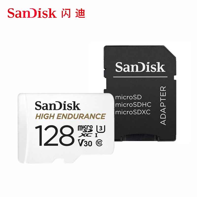 Двойной Флеш накопитель SanDisk с высокой износостойкостью Micro SD 128 ГБ оперативной