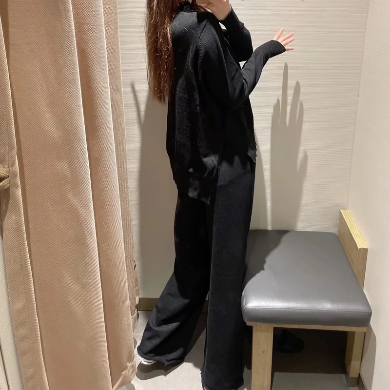 Женский свободный трикотажный свитер повседневный однотонный пуловер с круглым