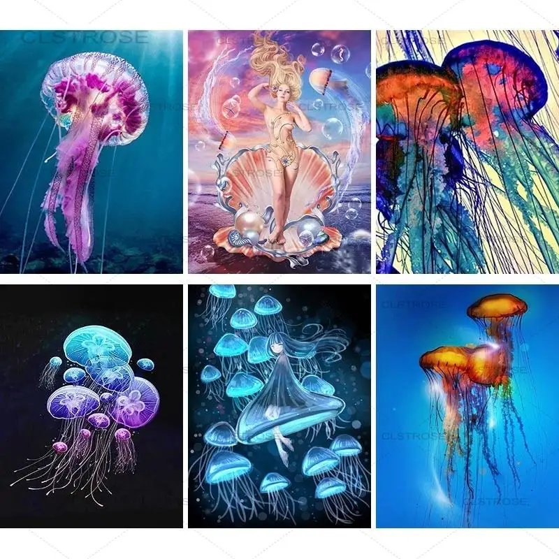 5D Diy алмазная живопись медуза подводный пейзаж вышивка полная квадратная