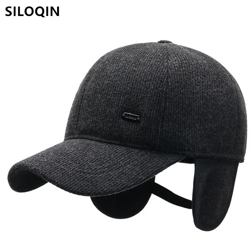 

SILOQIN Winter New Men's Fluff Earmuff Hat Warm Baseball Cap Cold Proof Plush Sports Cap Snapback Cap Adjustable Size Tongue Cap