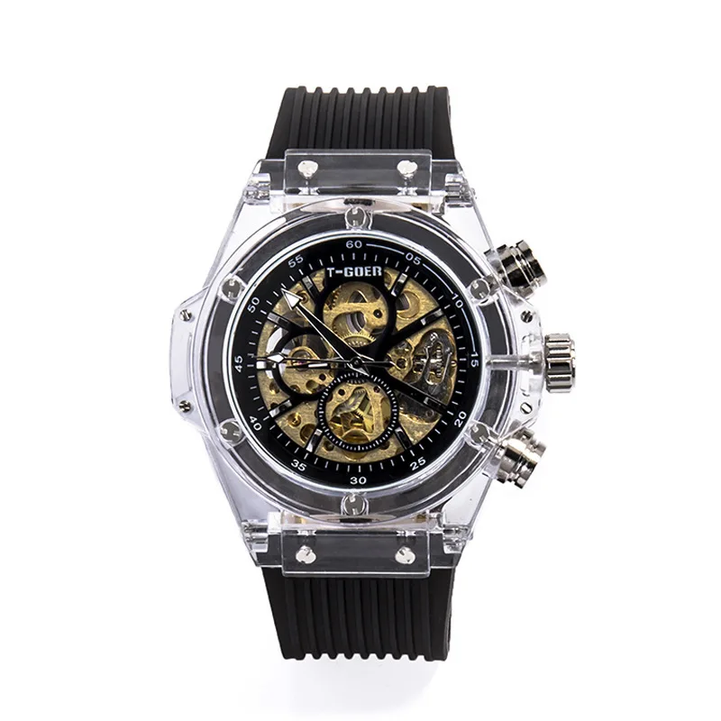 Прозрачные Спортивные часы для влюбленных мужчин и женщин автоматические полые