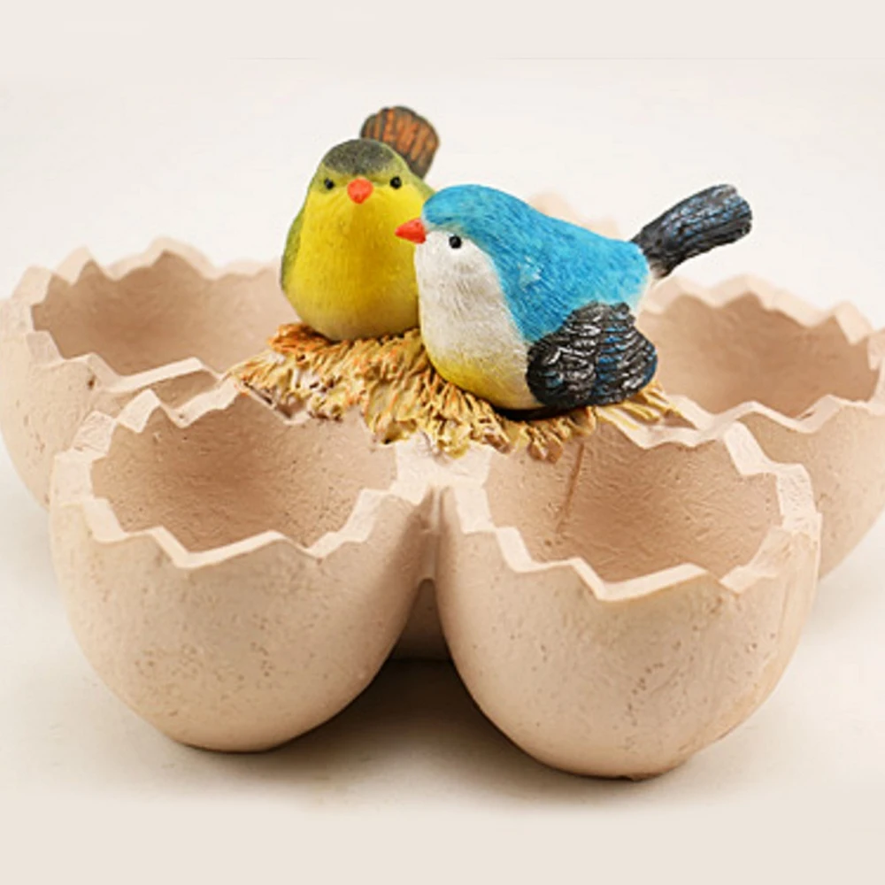 

Egg Shell Resin Succulent Plants Landscape Model Planter W/ Bird Nest Garden Decor Planting Space 5 * 5 * 4cm Bird Egg Flower