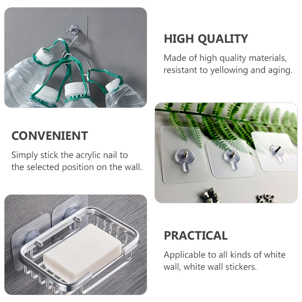 Pcs Furniture Clear Hanger Pads with Screws Non-Trace Hook Kitchen Sticker | Дом и сад