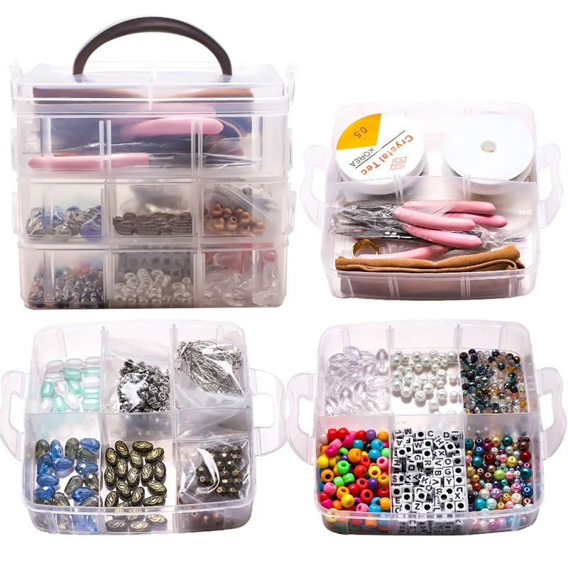 

Jewelry Making Supplies Kit with Assorted Beads Charms Findings Wire Cord Pliers for Necklace Bracelet Earrings DIY M0XF