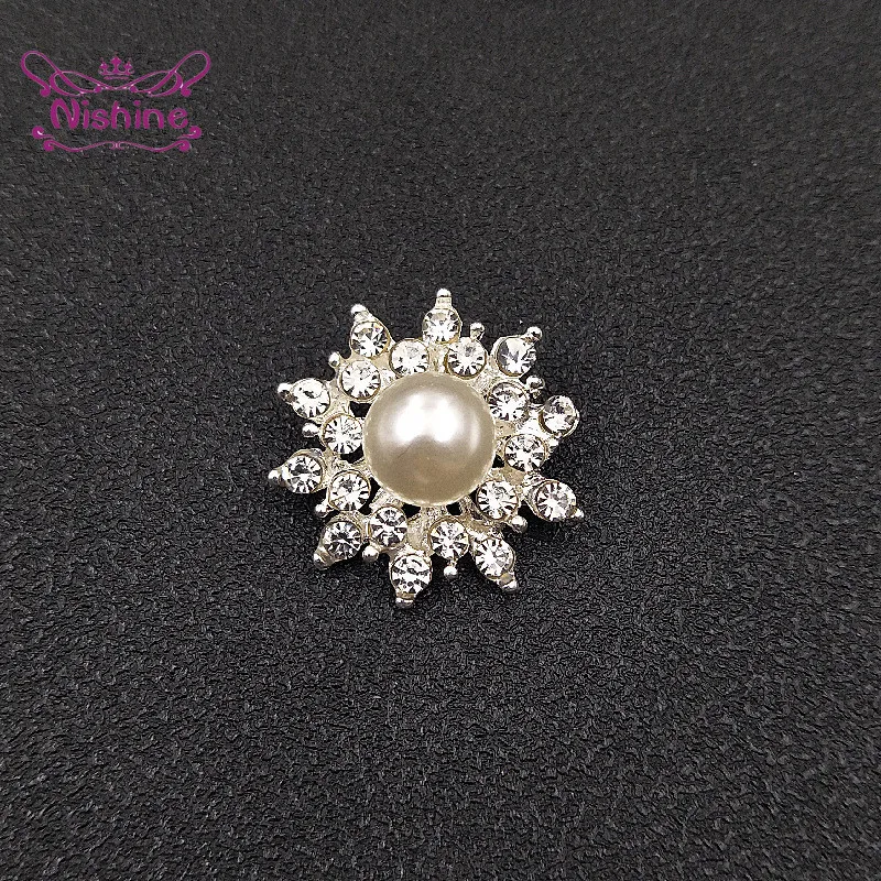 

5pcs/lot 2.3*2.4 CM Boutique Pearl Rhinestone Geometry Button DIY Handmade Materials Accessories Sewing Craft Garment Decorative