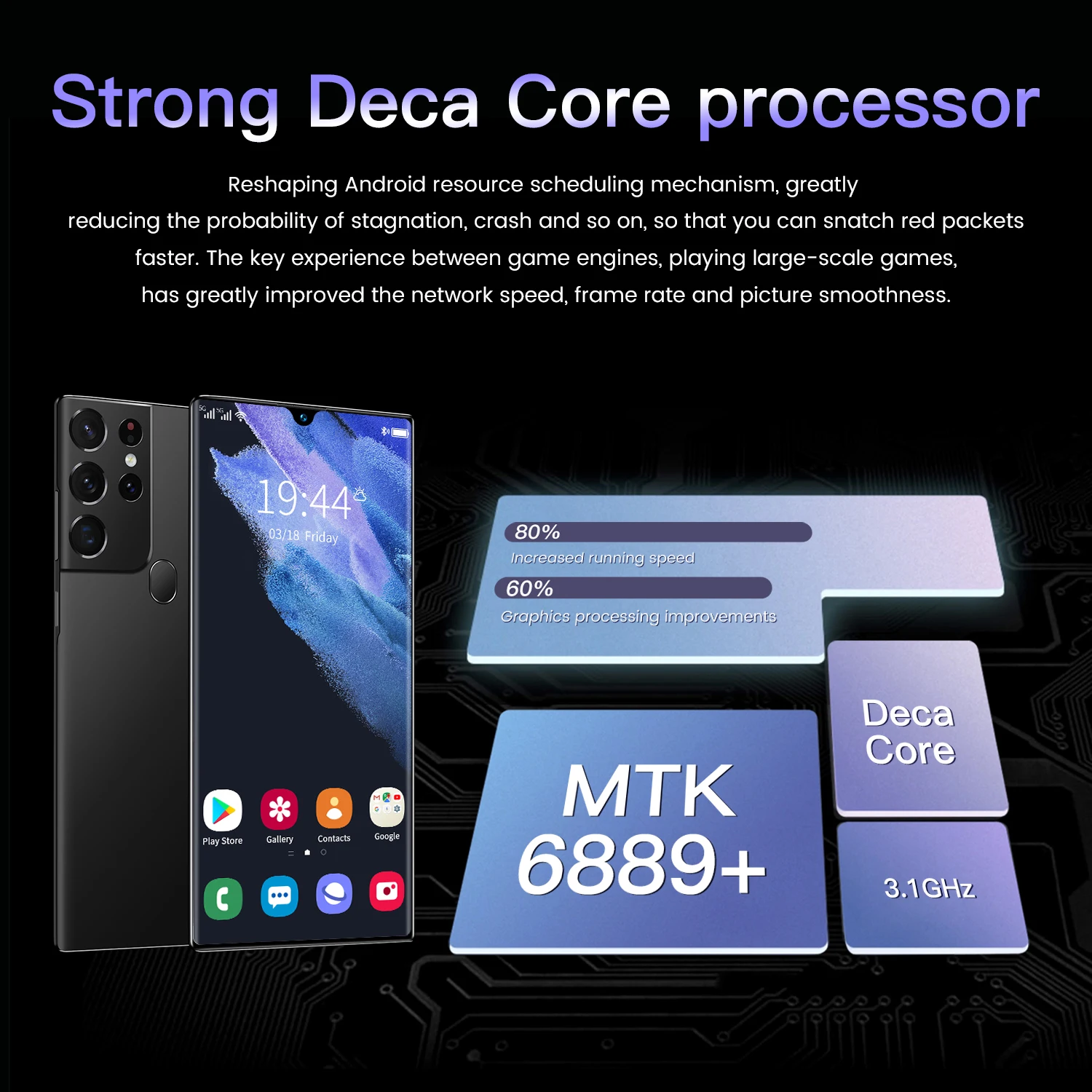 S21U-Smartphone con Android 11, pantalla de 6,9 pulgadas, 16GB de RAM, 512GB de ROM, Bater&iacute;a grande de 6800mAh, Deca Core, CPU, c&aacute;mara trasera de 32 + 64MP-3