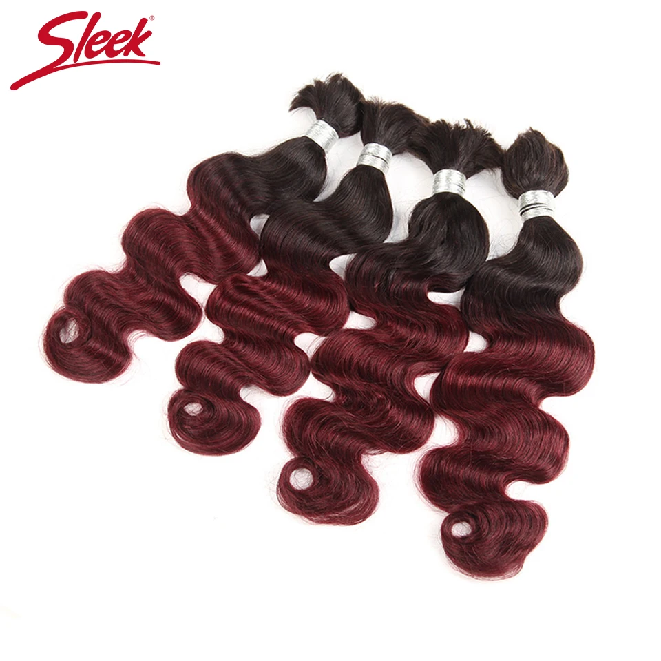 

Sleek Body Wave Bulk Hair Ombre 99J Human Bulk Hair For Braiding Brazilian Body Wave Hair Bundles Crochet Braids Bulk Hair