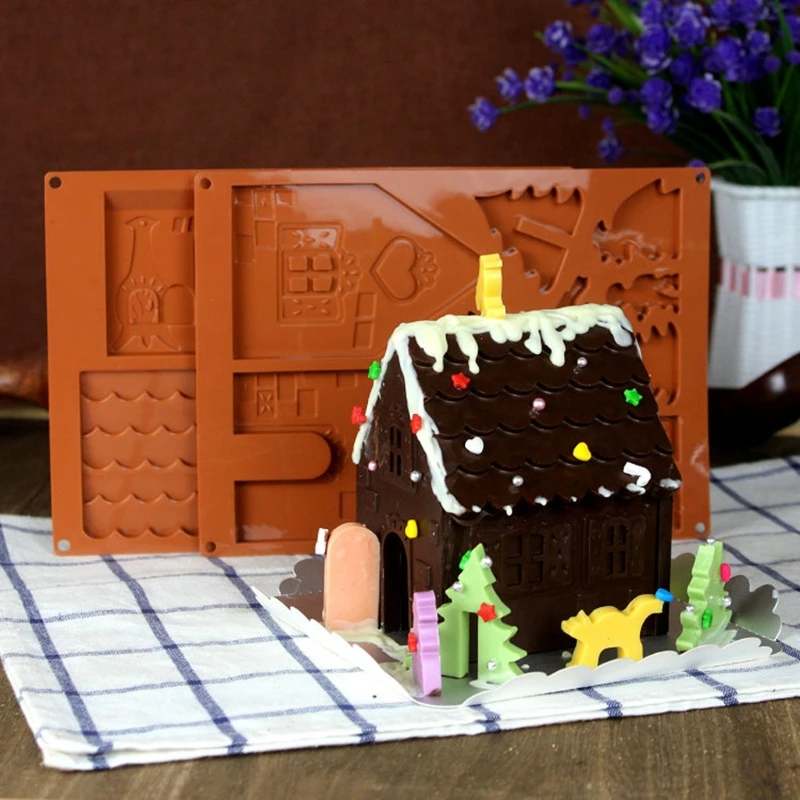 

1 Pc DIY 3D Christmas House Silicone Resin Epoxy Mold Chocolate Fondant Mold Cake Decorating Tools for Christmas Party Favor