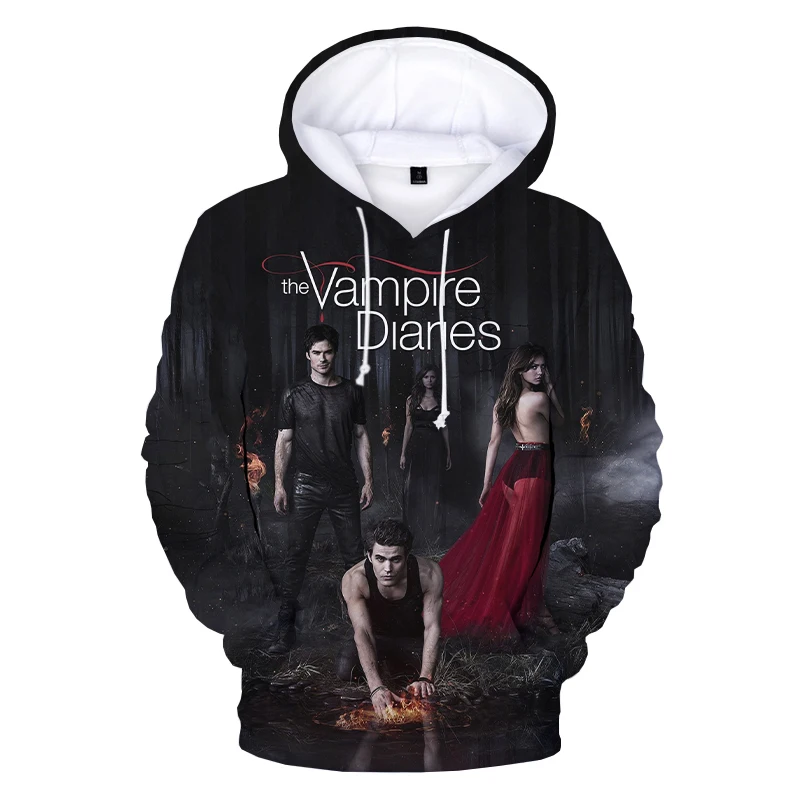 

2021 NEW The Vampire Diaries 3D Hoodies TV Series Harajuku Streetwear Hoodie Sweatshirts Men Women Fashion Casual Pullover