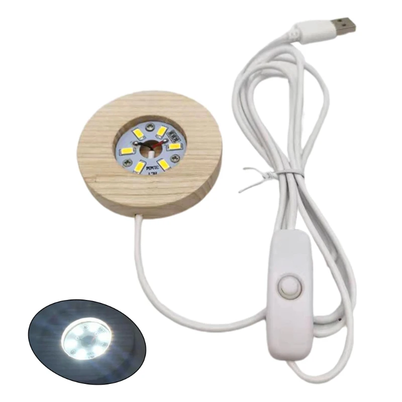 

Светодиодный ночной Светильник H7JB, деревянная круглая подставка-держатель для кристаллов, стеклянный шар