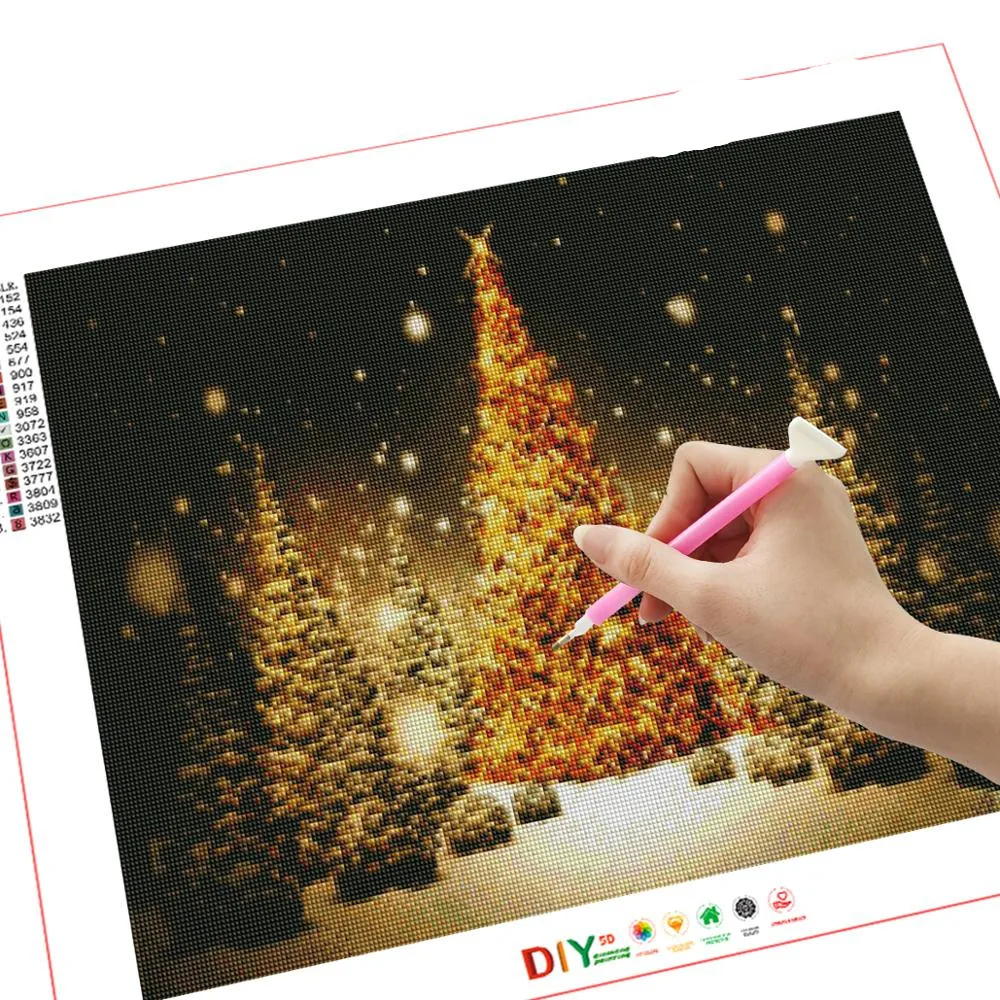 

5D Diamond Embroidery Christmas Tree Full Drill Diamond Painting Landscape Snow Mosaic Winter Home Decoration Gift