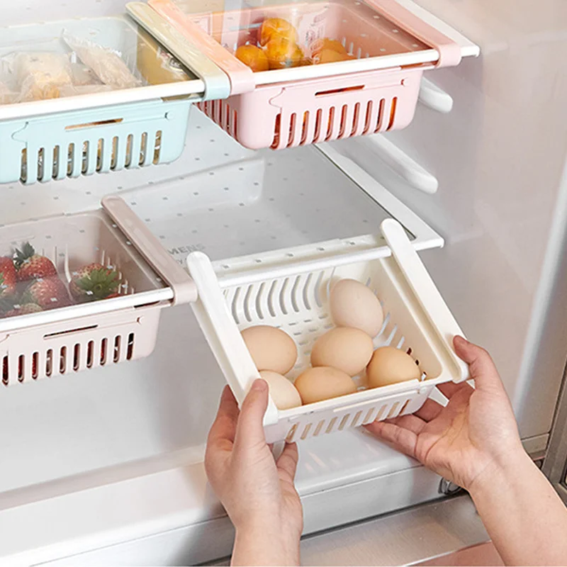 

1PC Storage Holder Refrigerator Adjustable Shelf Drawer Storage Basket Fresh Spacer Layer Storage Rack Kitchen Organizer Product