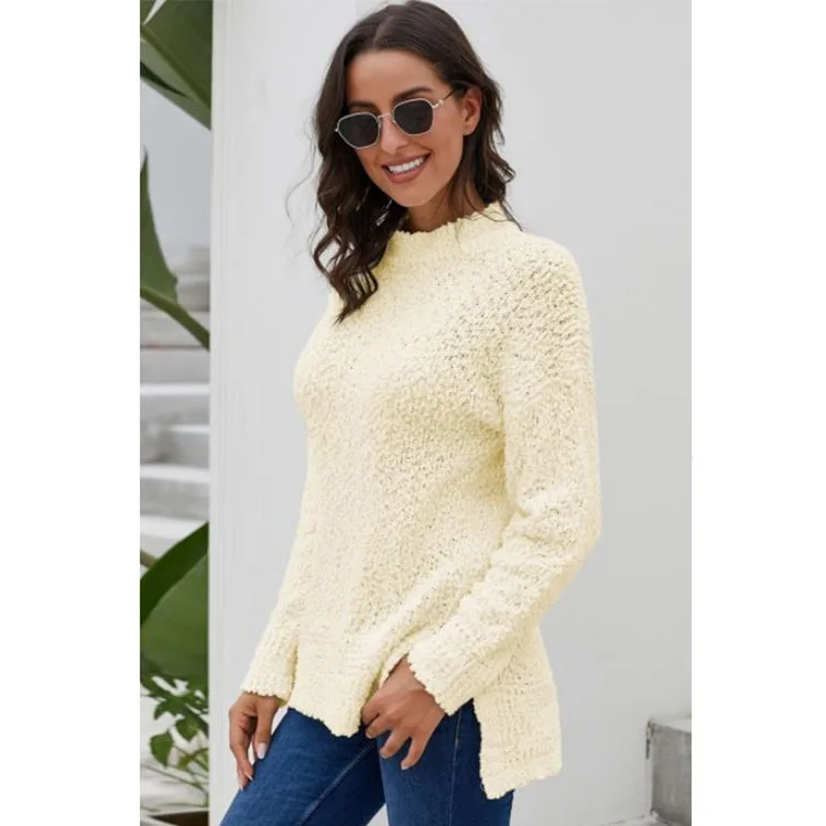 

Clioborn 2021 autumn and winter new sweater women's pullover women's long-sleeved loose wool sweater pure color casual sweater