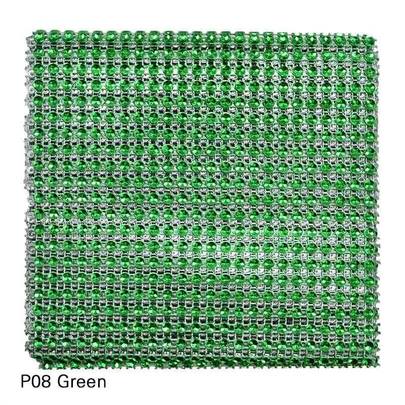 R08 green 1 ярд 24 ряда золотые и серебряные со стразами отделка пришить на сетку отделка полые имитация лента DIY Ремесло Свадебные украшения - Цвет: R08 green