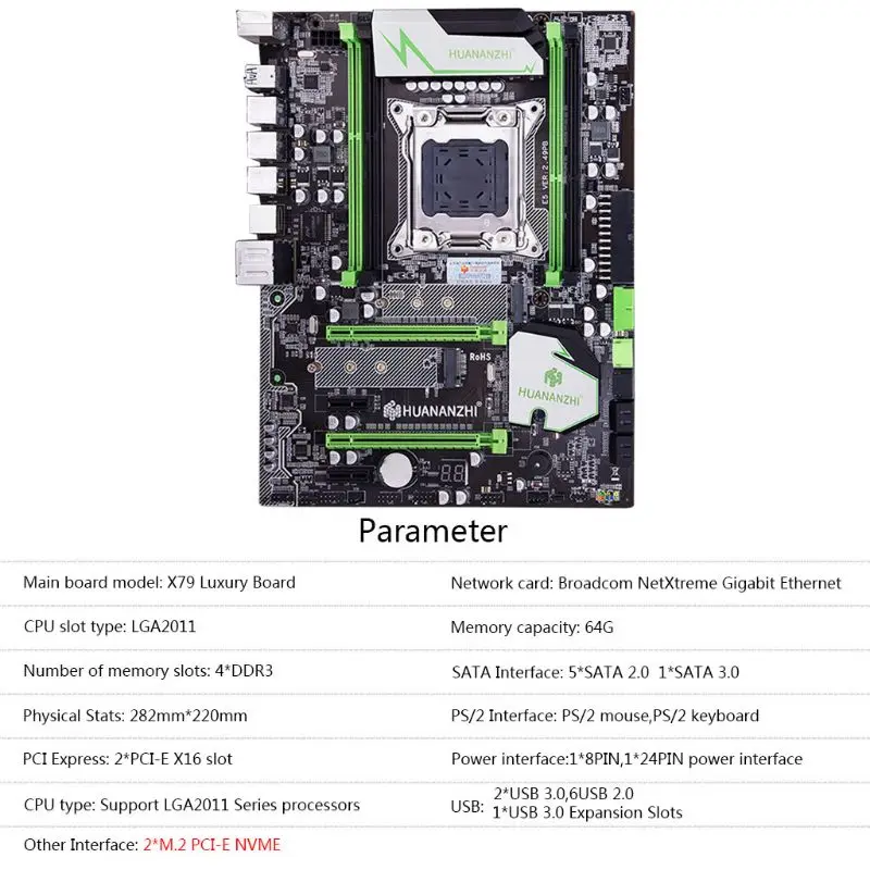 Huananzhi X79 материнская плата LGA2011 ATX USB3.0 SATA3 PCI-E NVME M.2 SSD Поддержка регистровая и ecc-память памяти и процессор Xeon E5