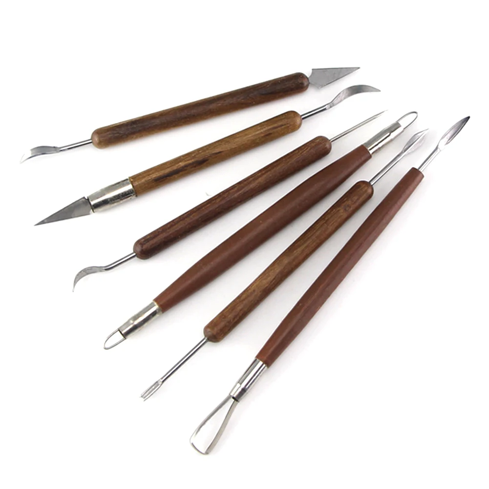 

6PCS/Set Pottery Ceramics Tools Carved Polymer Clay Modeling Tool Wax Carving Tools Set Red Handle For Sculpture Tools Set