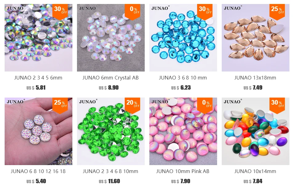 JUNAO 3, 4, 5, 6, 8, 10, 12, 20 мм круглые прозрачные кристаллы стразы с плоской задней стороной акриловые драгоценные камни для ногтей хрустальные камни без горячей фиксации Стразы