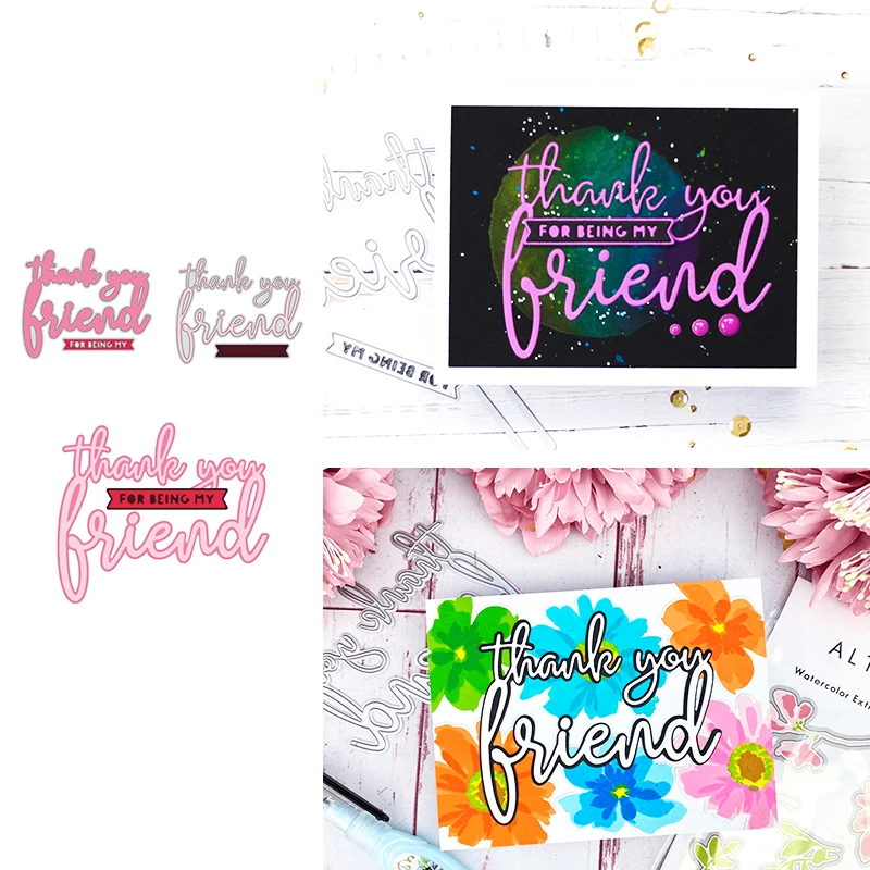 

Thank You For Being My Friend Letters Arrival New Metal Cutting Dies Scrapbook Stencil Embossing Template DIY Greeting Card 2021