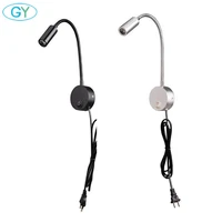 plug wired flexible 3 watts 3w gooseneck led wall light sconce lamp lighting for bedroom reading bathroom with plug black white