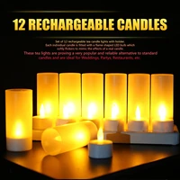 12pcs rechargeable led candle lamp simulation flame night light creative flickering tea light for home decoration party